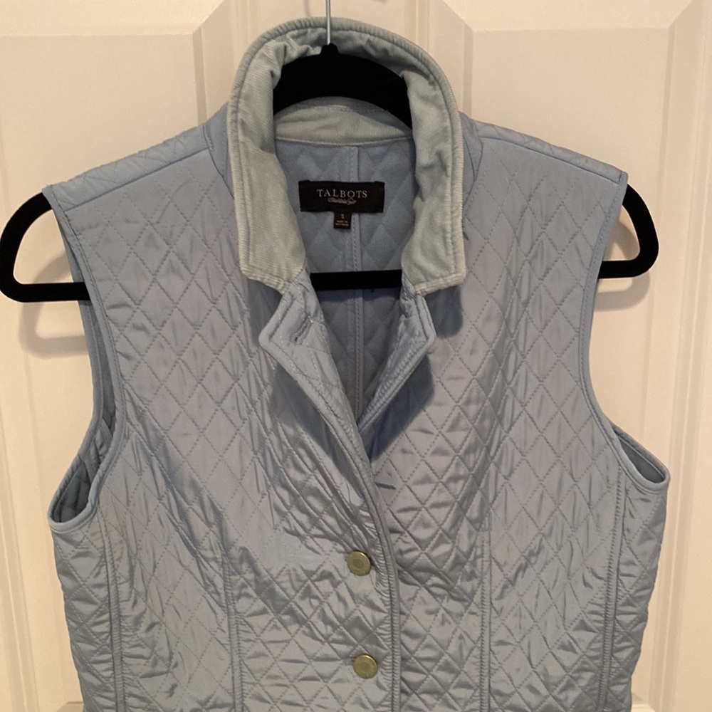 Talbots Quilted Vest Size S Light Blue